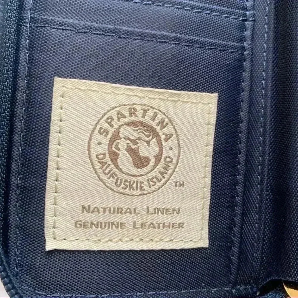 Spartina Wristlet - Green & Blue, Linen & Leather - Picture 4 of 5